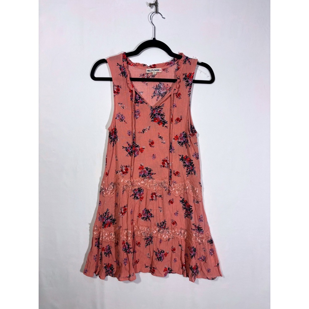 Cute Boho Floral Lace Wallflower Sleeveless Mini Dress Women Small Pink